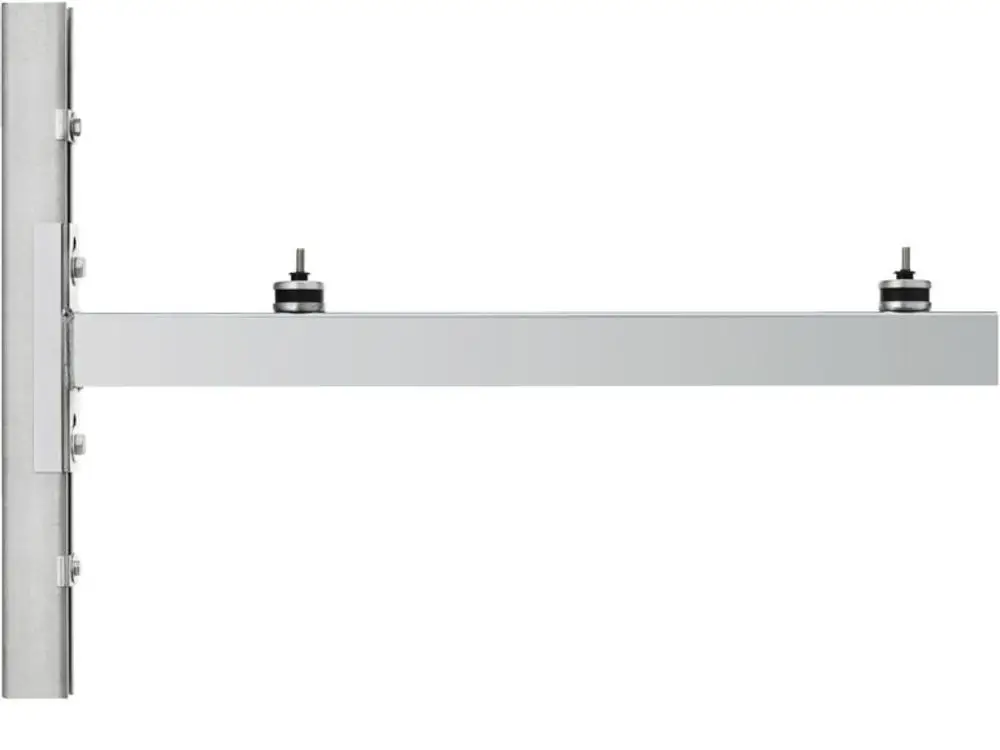 STIEBEL ELTRON Wandkonsole WK 1.1, 238686, silberne Wandhalterung mit zwei schraubbaren Dämpfern, Befestigung an einer Stange.